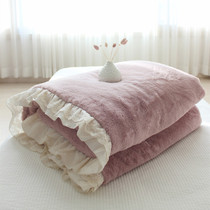 Aika love home Korea lace mink microfiber quilt winter warm soft quilt set