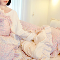 Aika love home Korean bedding cute little floral delicate girl autumn and winter short velvet quilt cover set kit