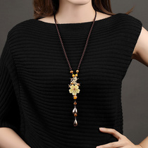2020 new sweater chain womens long simple Joker pendant accessories ethnic style necklace decorations