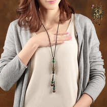 Vintage sweater chain long simple hundred with ethnic style necklace pendant pendant pendant atmospheric ornaments for women