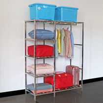 Metal wardrobe stainless steel environmentally friendly simple with cloth wardrobe cloakroom with modern minima plus coarse steel tube closet