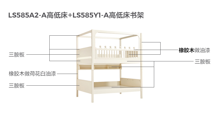 LS585A2-A Комбинированный материал-анализ-анализ и низкослой LS585Y1-A Высокие и низкие кровати книжные полки.