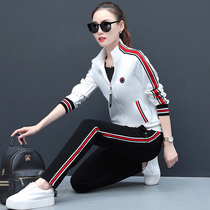 Brand womens clothing 361 sports suit womens autumn 2020 new cotton fashion large size leisure suit three-piece set