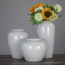 Chinese white ceramic vase modern simple living room dining table model room porch decorative ornaments flower arrangement set