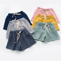 Foreign trade Japanese pajamas for men and women summer pure cotton gauze thin shorts washed cotton couple home pants beach pants