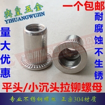 304 stainless steel pull rivet nut flat head pull riveting small countersunk head stainless steel pull riveting M3M4M5M6M8M10M12