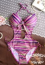 European and American cross tie high waist temperament strap big chest small chest backless one-piece swimsuit bikini hollow swimsuit women