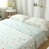 ins princess style bed lace three or four piece cotton cotton dormitory quilt cover 1 5m bed sheet girl little love