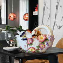 High-grade European ceramic swan shape fruit bowl large capacity swan decoration fruit bowl fruit bowl exquisite home furnishings