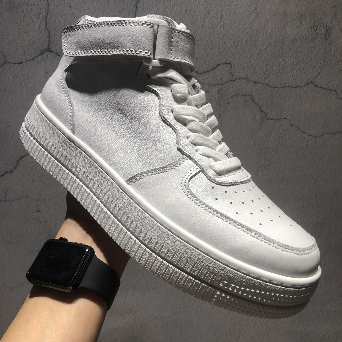 空军一号板鞋高帮男潮流男鞋真皮小白鞋运动休闲鞋 jr66-1-网商园