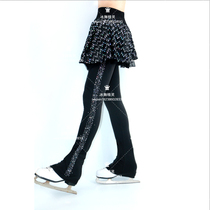 Dazzle dance elf custom figure skating clothing adult childrens performance training black shiny culottes a342