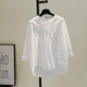 Round neck white shirt women's 2020 spring and autumn new Korean fan art small fresh shirt all-match casual top cardigan Round neck white shirt women's 2020 spring and autumn new Korean fan art small fresh shirt all-match casual top cardigan
