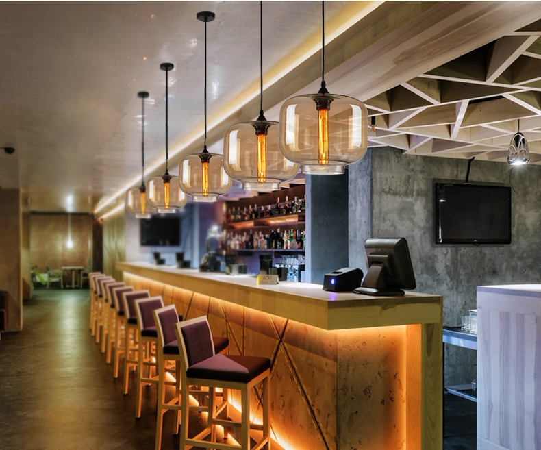 现代简约玻璃红灯笼吊灯咖啡厅吧台客厅餐厅吊灯阳台单头酒吧吊灯