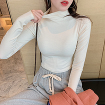 Half-high collar base shirt women inside autumn and winter wooden ear high neck coat tide slim fit Joy Modal long sleeve T-shirt