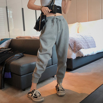 Gray foot plus velvet sweatpants women 2021 new casual fashion pants Harlem pants spring and autumn