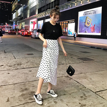 Song Zhengen high waist wavy point skirt skirt womens long summer 2021 New Korean skinny A- line dress long skirt