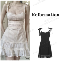 Reformation Spring Summer New Sexy Pure Desire Slim Lace Embroidered White Sling Dress Women