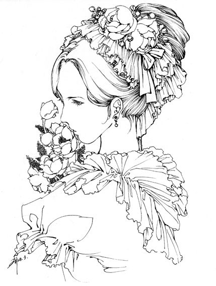 cg绘画 唯美古风线稿 古装帅哥美女 sai/ps上色黑白稿素材300张