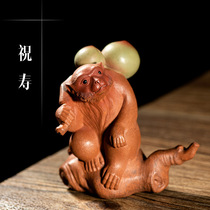 Tea pet ornaments boutique purple sand birthday monkey sculpture midnight sculpture tea play tea tray home decoration gifts