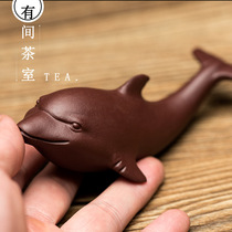 Tea pet ornaments purple sand can raise dolphins sculpture tea play pen holder shelf tea tray fish tank home decorations gifts
