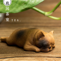 Tea pet ornaments purple sand can raise the bucket sculpture hair Bulldog tea play tea tray home decoration high-grade gifts