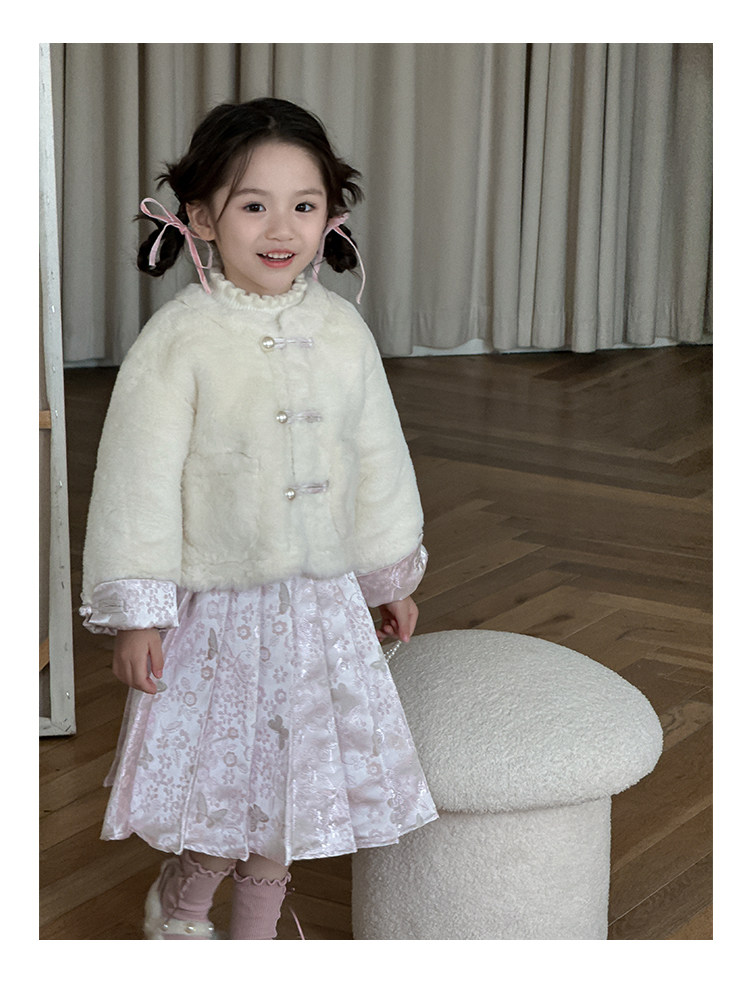 susie苏西童装马面裙中国风新年套装2024秋冬新款女宝宝毛毛外套