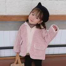 Girls coat autumn and winter Lamb hair coat 2020 new winter style baby girl lamb wool coat