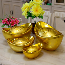 Simulation of Yuanbao Plastic Gold Yuanbao New Year Decoration Hollow Yuanbao Bringing Fortune Ornaments Dabao Candy Yuanbao