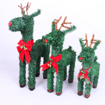 Christmas ornaments wooden straw deer Auspicious Deer Elk sika deer under the Christmas tree window scene ornaments Fawn