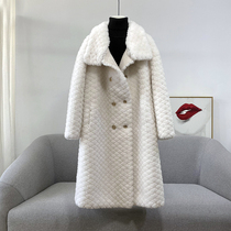 (Australian pure wool) big code leather grass 200 catty of sheep cut velvet big coat fur integrated lamb wool coat female winter