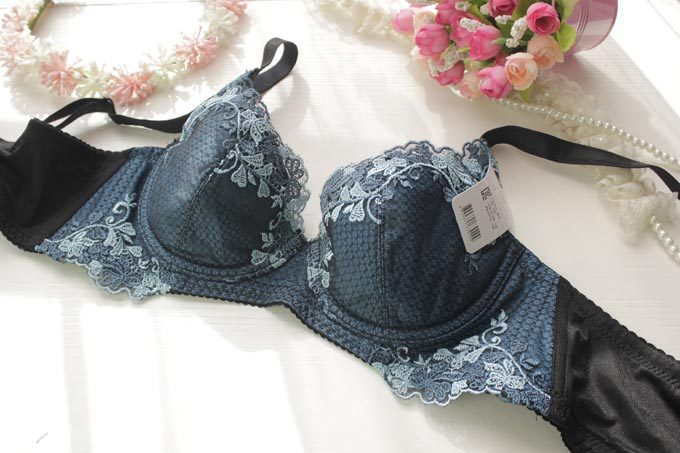 95bcd 有钢圈75 文胸固定肩带女士内衣乳罩胸罩薄款 文胸刺绣款 大码_