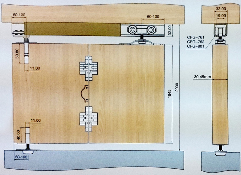 超凡折叠门吊轮328木门推拉门滑轮移门吊轨道静音60公斤正品