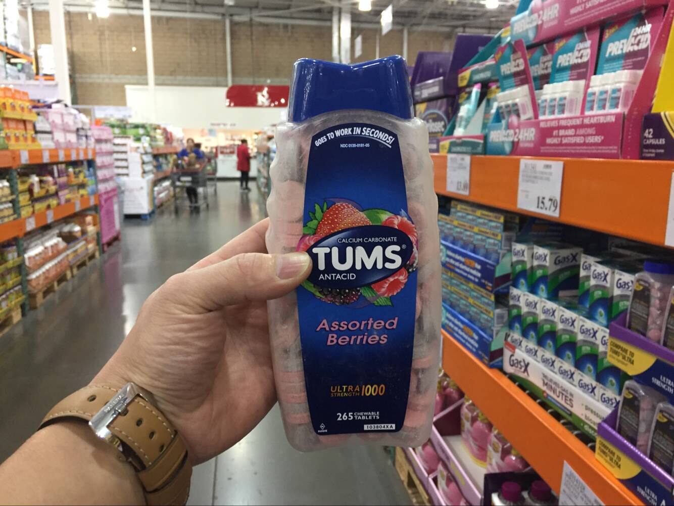 美国直邮tums antacid抗*胃*酸咀嚼钙片孕妇钙片成人补钙265粒