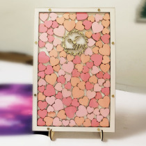 Wooden annual meeting activity Photo frame Fingerprint check-in book Creative wedding Birthday decoration props supplies customization