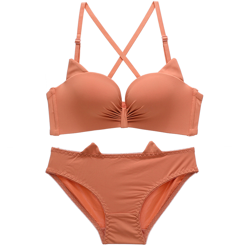 Six rabbit underwear female no steel ring sexy no trace gathered bra set Japanese beauty student girl bra