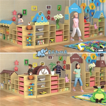 Kindergarten combination cabinet Childrens solid wood pirate ship toy cabinet Cartoon area corner cabinet Locker storage cabinet corner cabinet