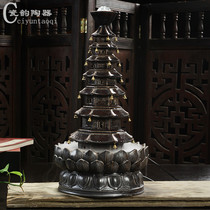Dehua flowing water apparatus fountain atomization lamp humidifier ornament living room desk feng shui town house ceramic Wenchang tower