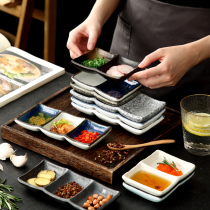 Korean barbecue three-grid plate Japanese seasoning plate Ceramic plate Sauce plate Small dish plate Sushi tableware Pre-dinner plate