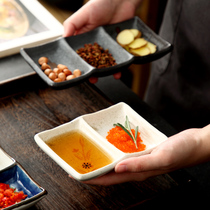 Porcelain Heart Workshop Japan-ROK Ceramic Sauce Vinegar Snack Dish Retro Cuisine Sushi Dish Hot Pot Seasoning Dish Two-G Cutlery