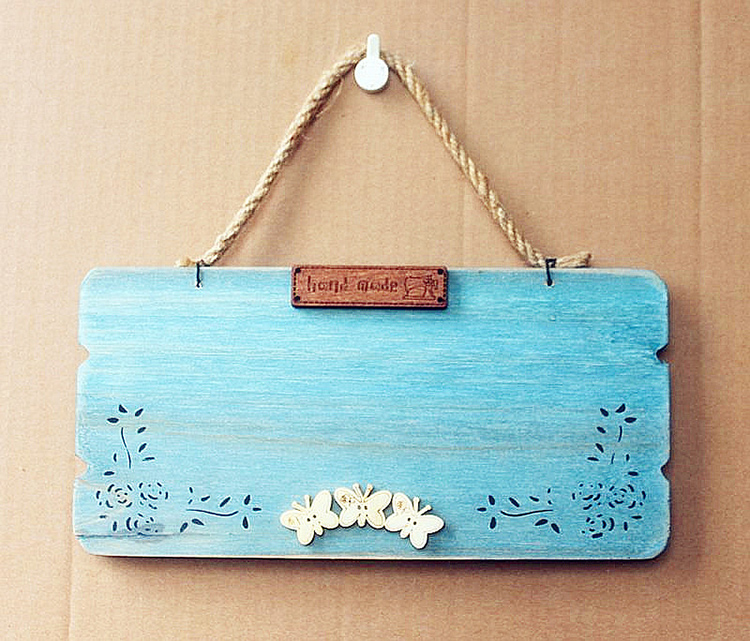 可定制蓝色实木双面diy空白挂牌门牌校牌店牌房牌班级门牌提示牌