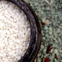 Small white stone multi-meat pavement medium small stone white marble stone green plant basin water culture