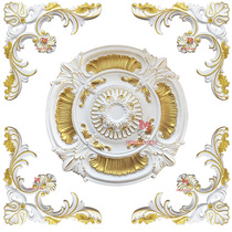 European living room ceiling PU light plate PU corner flower relief flower ceiling decoration round carved decoration