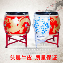 16 inch 18 inch wooden water drum dragon drum dual-purpose drum Blue and white porcelain drum War drum cowhide drum Hall drum performance props big drum