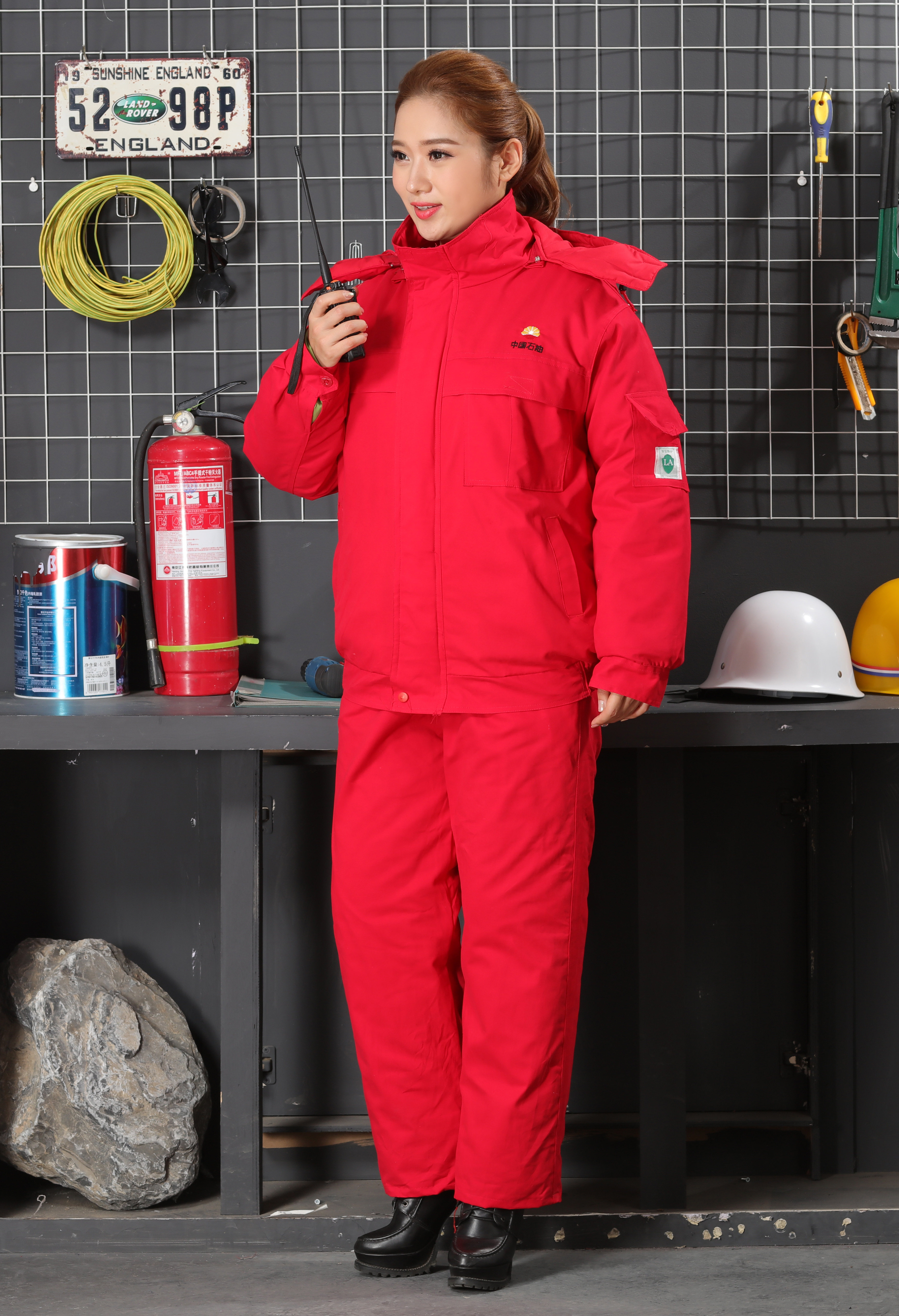 中国石油大红纯棉磨毛工作服中石油棉袄套装棉裤中石化可拆卸内胆_7折