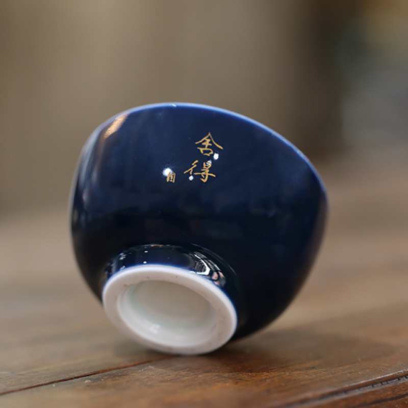 Kung fu tea master of jingdezhen ceramic large individual single cup sample tea cup tea offering blue, pure checking out the tea