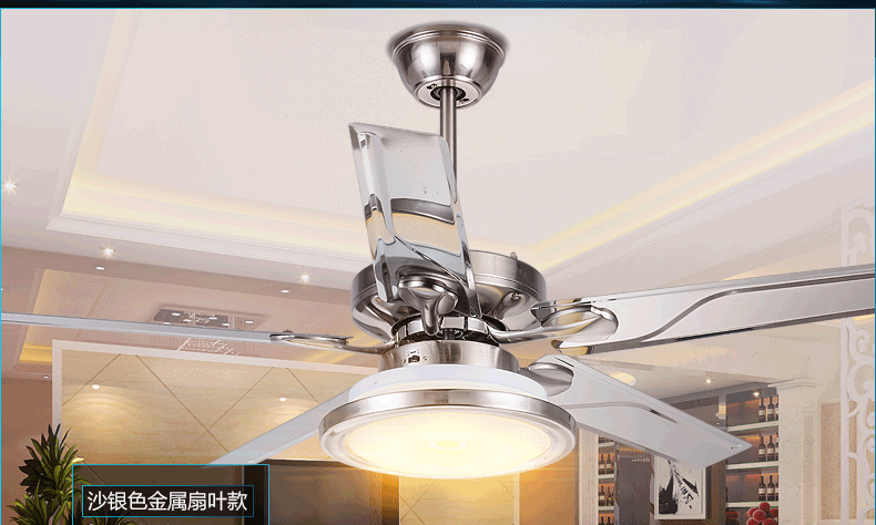 吊扇灯 餐厅风扇灯简约现代客厅电扇灯欧式铁叶家用带