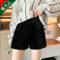 Shorts with sweatshirt womens autumn and winter wear 2021 New High waist a character explosive golden velvet winter with boots