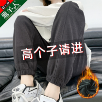 Sports pants womens pants 2021 new autumn and winter loose wear velvet pants taller taller long casual pants
