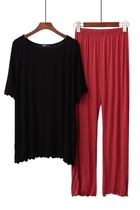 Long Pants Sleepwear Womens Summer Suit Modale Casual Thin with Fat Mom Middle-aged Loose big code Chaojia Guan