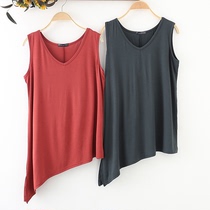 Personality modal sling female loose Korean version sleeveless T-shirt base shirt wear small vest V collar irregular shirt tide